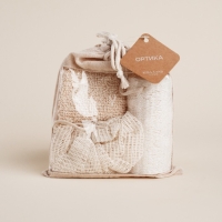 Набор для ванной SL Home &laquo;Ортика&raquo;, 3 мочалки: розочка, варежка, люффа