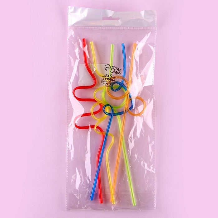 Трубочки для коктейля пластиковые &laquo;Завитушки&raquo;, в наборе 5 штук, МИКС
