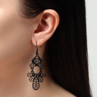 Серьги «Ажур» листья, цвет чёрный в чёрном металле, 7,5 см Серьги «Ажур» листья, цвет чёрный в чёрном металле, 7,5 см