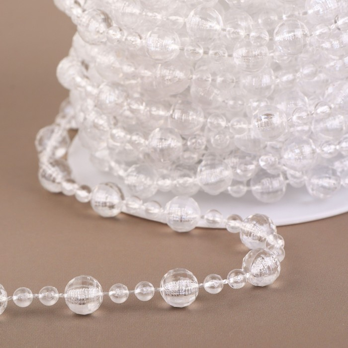 Бусы на нитях, 8 мм, 9 &plusmn; 1 м, цвет прозрачный