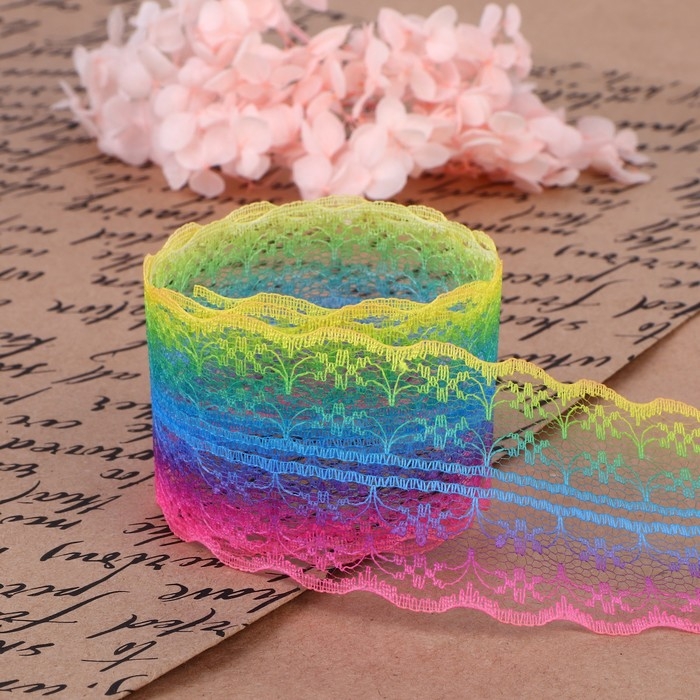 Кружево капроновое «Радуга яркая», 45 мм × 10 ± 1 м, цвет разноцветный №1 Кружево капроновое «Радуга яркая», 45 мм × 10 ± 1 м, цвет разноцветный №1