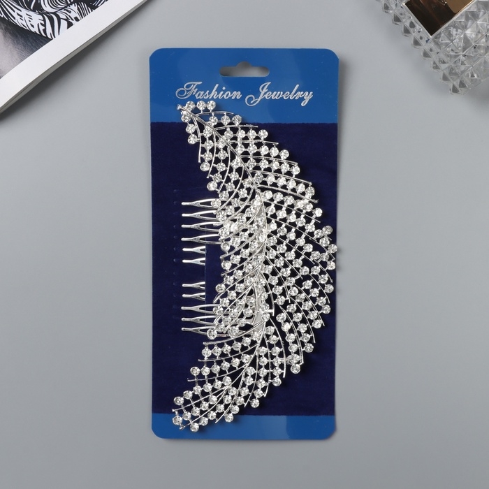 Гребень для волос "Розмари" веточка, 15х7 см, серебро