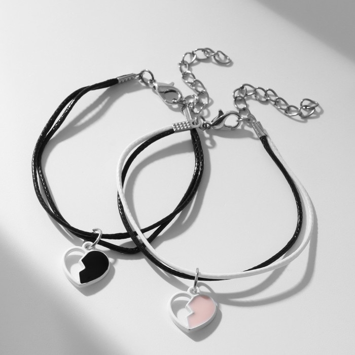 Браслеты &laquo;Неразлучники&raquo; расколотые сердца, цветные, 7 см