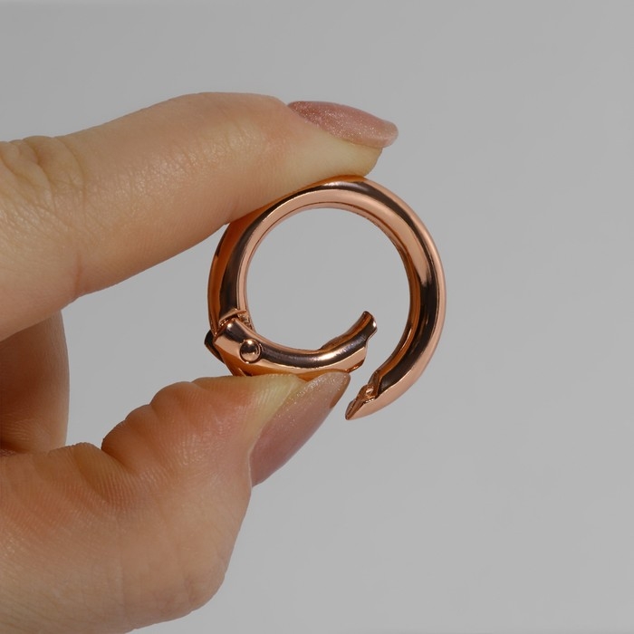 Кольцо-карабин, d = 20/28, толщина - 4 мм, 5 шт, цвет розовое золото Кольцо-карабин, d = 20/28, толщина - 4 мм, 5 шт, цвет розовое золото