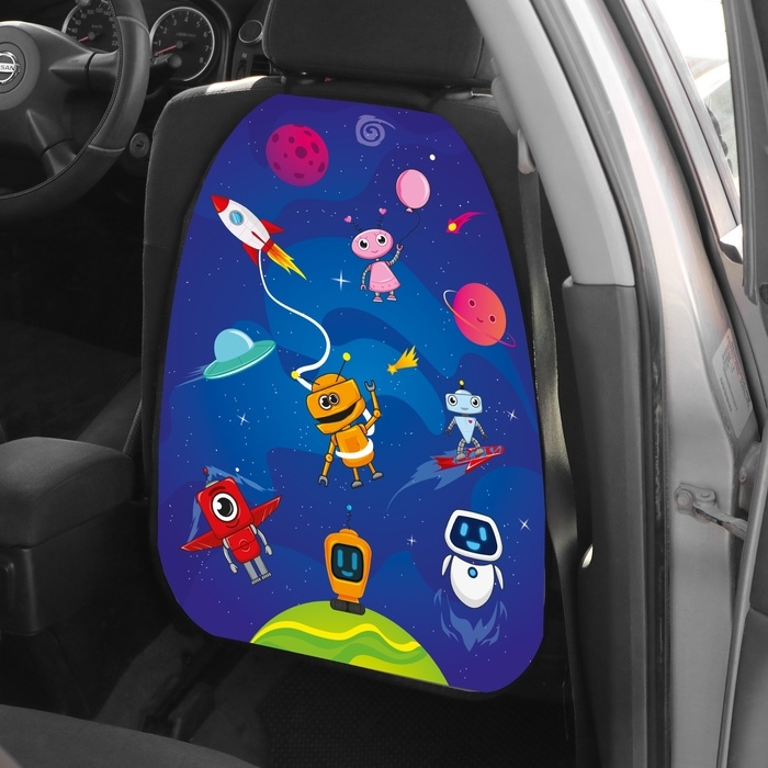 Накидка на сиденье автомобильное  Cartage Космические роботы, ПВХ, 60 х 45 см, европодвес