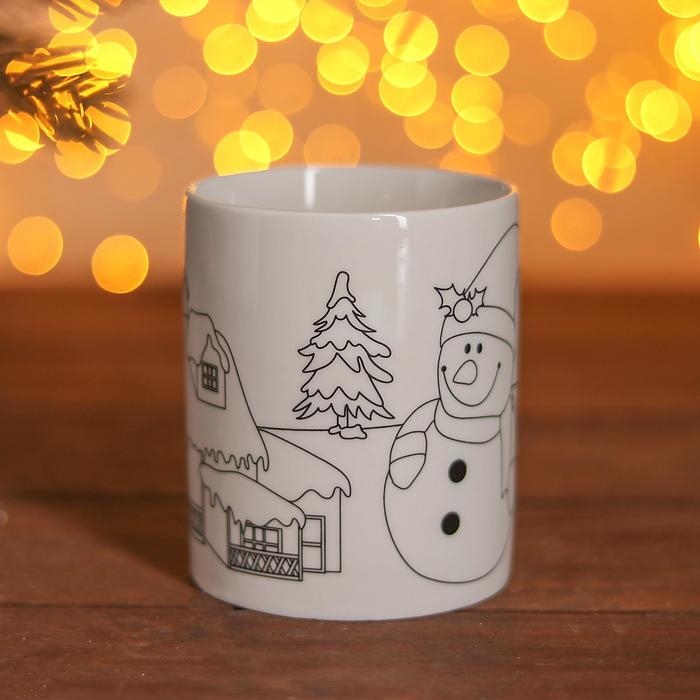Набор кружка под раскраску &laquo;Снеговичок&raquo; 250 мл, краска 6 цв по 2 мл, кисть