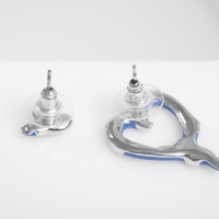 Серьги эмаль &laquo;Таяние&raquo; сердечки, цвет синий в серебре