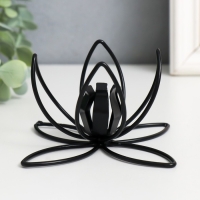 Подсвечник металл на 1 свечу "Контуры лилии" d-2 см чёрный 13х13х6,5 см