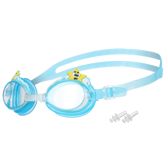 Очки для плавания детские &laquo;На волне&raquo; &laquo;Морской мир&raquo;, беруши, цвет голубой