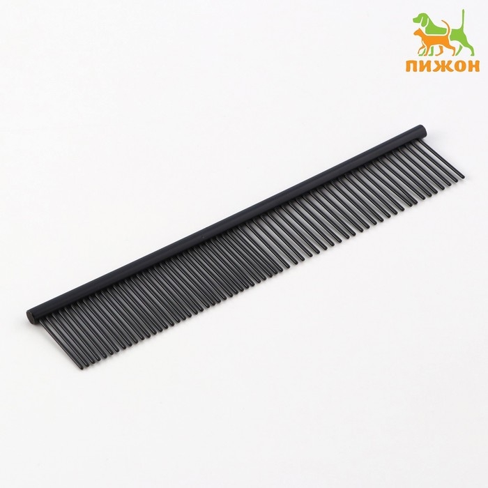 Расческа для шерсти с гальваническим покрытием, 18 х 3 см, чёрная