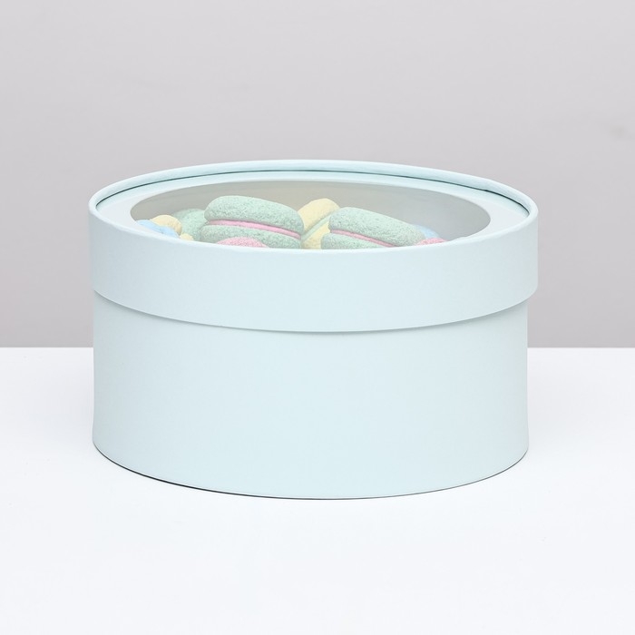 Подарочная коробка "Frilly" лагуна, завальцованная с окном, 21 х 11  см