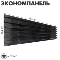 Экономпанель металл 1 мм, 1 паз, 15,5&times;1,9&times;100 см, шаг 2,5 см, цвет чёрный
