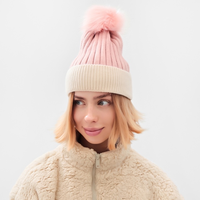 Шапка женская MINAKU, цвет розовый, размер 58-60 Шапка женская MINAKU, цвет розовый, размер 58-60