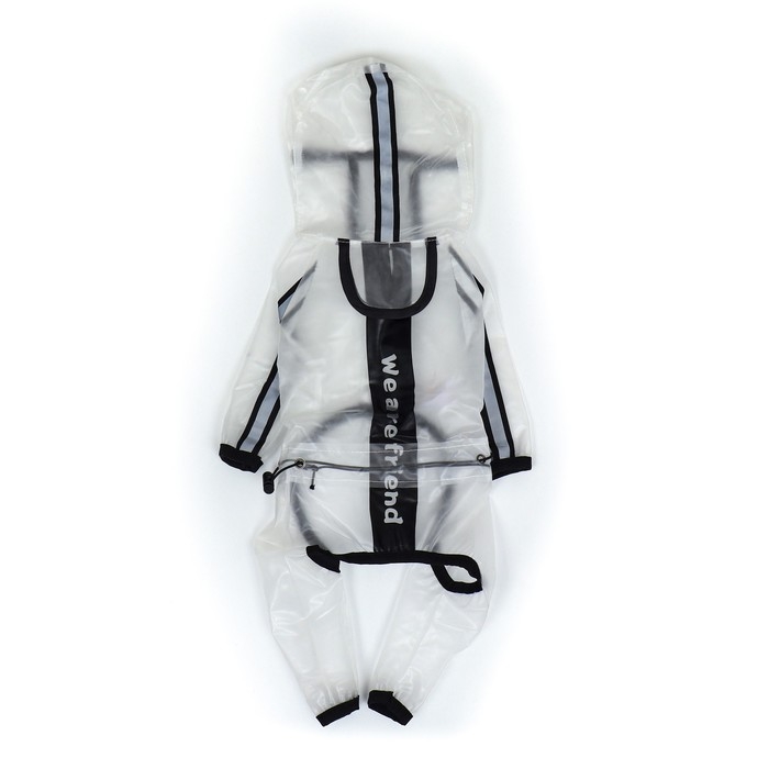 Дождевик-комбинезон для собак, р-р S (ДС 26, ОГ 35, ОШ 26,5 см, вес 3-5 кг), прозрачный Дождевик-комбинезон для собак, р-р S (ДС 26, ОГ 35, ОШ 26,5 см, вес 3-5 кг), прозрачный