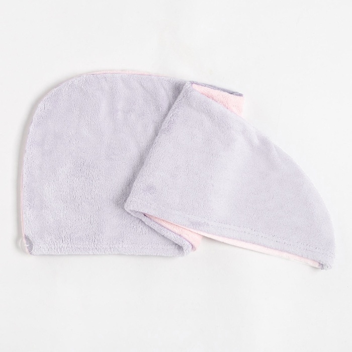 Чалма для сушки волос Этель &laquo;Двухцветная&raquo;, цв.розовый/фиолетовый, 65*25 см, 100% п/э