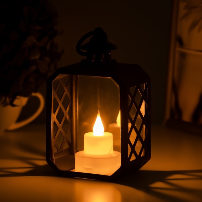 Ночник Ночник "Фонарь малый" LED от батареек 3хLR44 черный 9,5х6,5х15,5 см