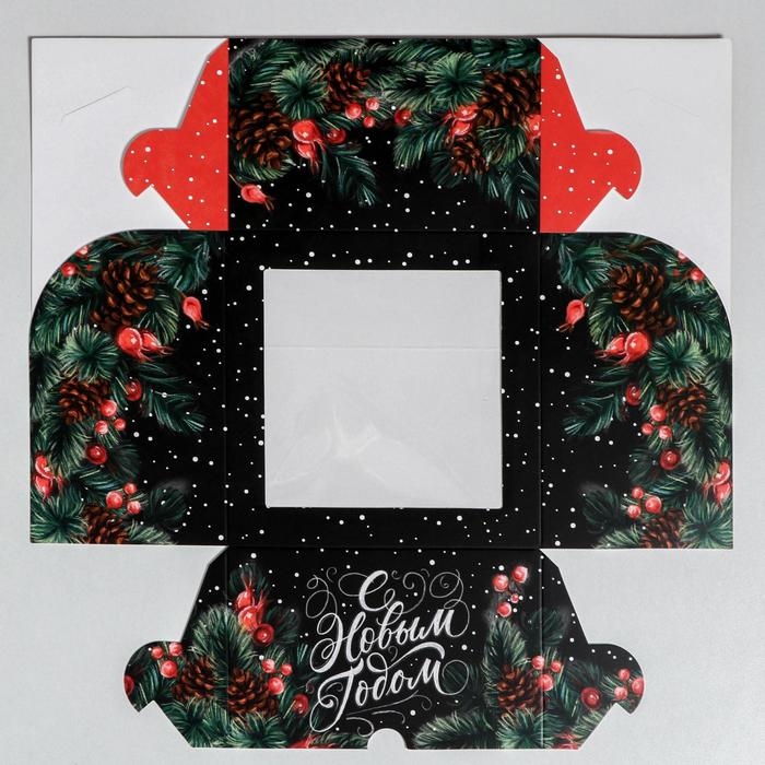 Коробка для капкейков &laquo;С Новым Годом!&raquo; 16 х 16 х 10 см, Новый год