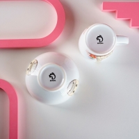 Набор детской посуды из керамики Доляна &laquo;Жирафик&raquo;, 2 предмета: кружка 230 мл, миска 400 мл, цвет белый