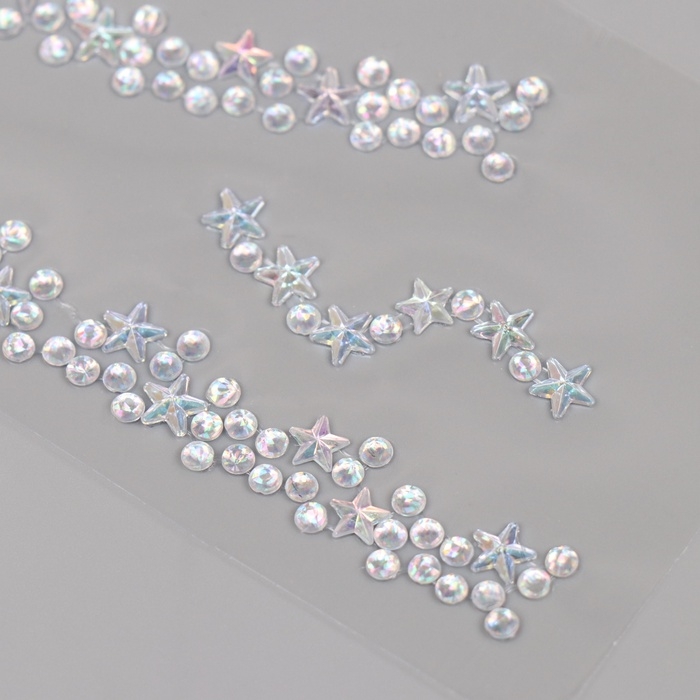 Наклейка пластик стразы Наклейка пластик стразы "Чокер из звёзд" серебро 11,6х18 см