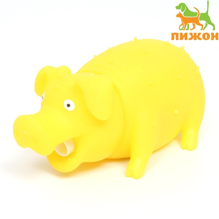 Игрушка пищащая Игрушка пищащая "Весёлая свинья" для собак, хрюкающая, 19 см, жёлтая