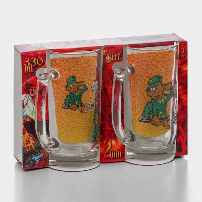 Набор пивных кружек &laquo;Приколисты&raquo;, 330 мл, в подарочной упаковке, 2 шт, рисунок МИКС