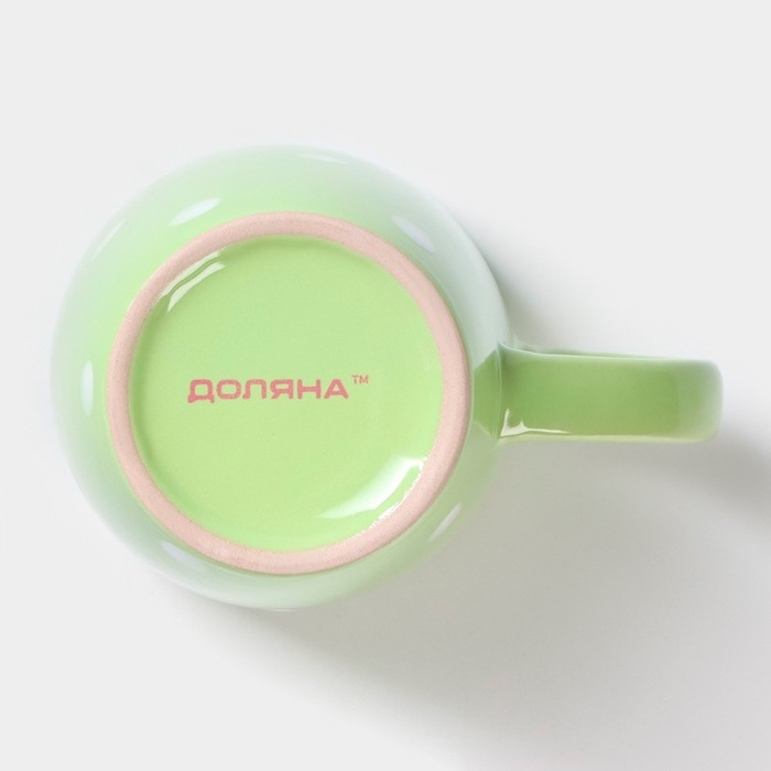 Кружка керамическая Доляна &laquo;Зелёный Горох&raquo;, 360 мл, цвет зелёный
