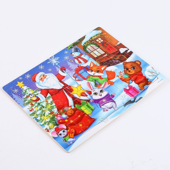 Деревянный пазл большой &laquo;Новый год! Весёлый праздник&raquo;, 30 элементов