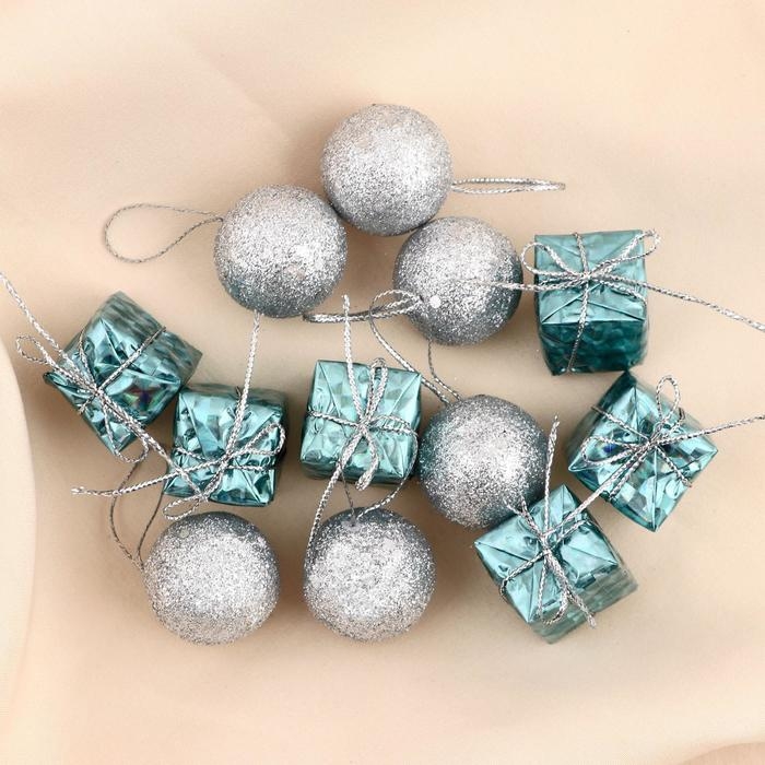 Набор украшений пластик 12 шт Набор украшений пластик 12 шт "Сочельник" (6 шаров, 6 подарков) микс