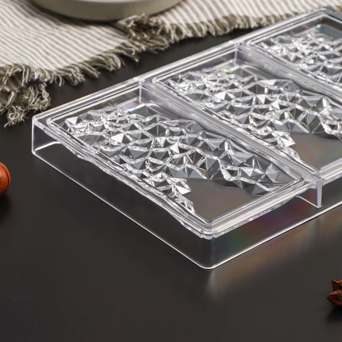 Форма для шоколада и конфет KONFINETTA &laquo;Иней&raquo;, 3 ячейки, 27,5&times;17,5&times;2,5 см, ячейка 15,3&times;7,5&times;0,8 см