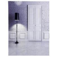 Фотофон винил интерьер "Белый кирпич, дверь и чёрный торшер" 150х200 см Фотофон винил интерьер "Белый кирпич, дверь и чёрный торшер" 150х200 см