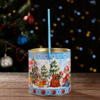 Новый год. Подарочная коробка, тубус &laquo;Весёлые зверята&raquo; 120 х 120 мм (100 мм внутр. высота).