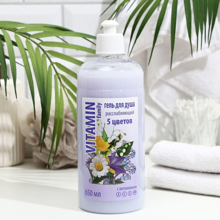 Гель для душа Vitamin Family, Гель для душа Vitamin Family, "5 цветов", расслабляющий, 650 мл