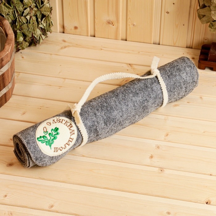 Лежак для бани темный с вышивкой Лежак для бани темный с вышивкой "С легким паром" 150х50 см