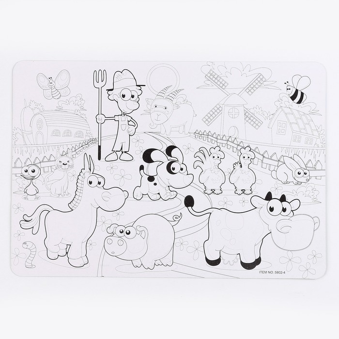 Трафарет для малышей &laquo;Весёлая ферма&raquo; с раскраской