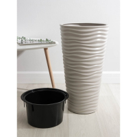 Кашпо для цветов со вставкой &laquo;Дюна&raquo;, 42 л (8 л), цвет кремовый