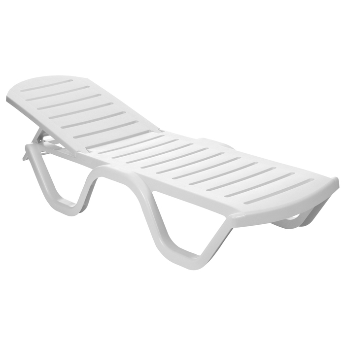 Шезлонг пластиковый, 198 х 62 х 32 см, белый