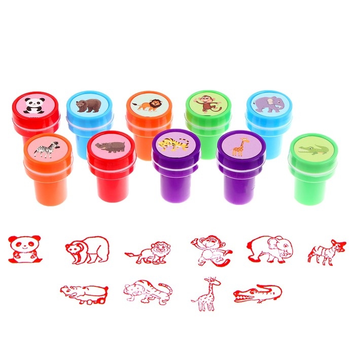 Печать цветная «Животные», набор 10 шт., МИКС Печать цветная «Животные», набор 10 шт., МИКС