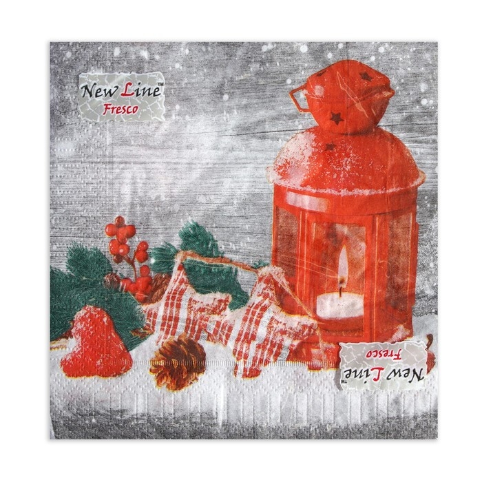 Новогодние салфетки бумажные New Line Fresco &laquo;Новогодний фонарь&raquo; 2 слоя, 33х33, 20 шт.