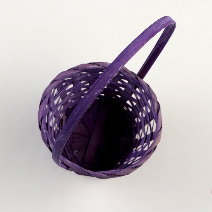Корзина плетёная, D13 x H9,5/28см, бамбук, светло-фиолетовая Корзина плетёная, D13 x H9,5/28см, бамбук, светло-фиолетовая
