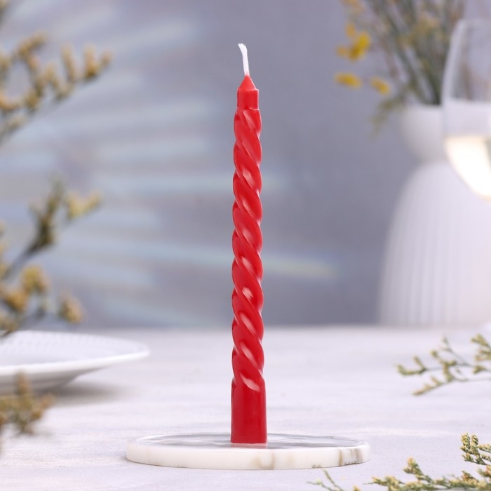 Свечи восковые витые (набор 2 шт), аромат клубника