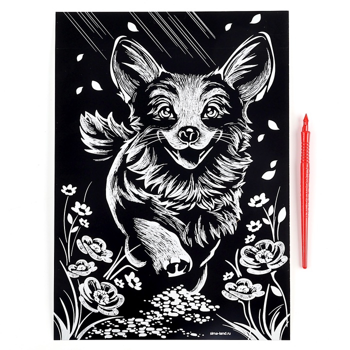 Гравюра «Корги» с металлическим эффектом «золото», А4 Гравюра «Корги» с металлическим эффектом «золото», А4