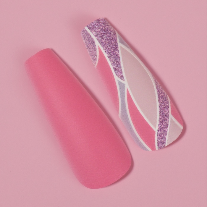 Накладные ногти &laquo;Розовое настроение&raquo;, 12 шт, с клеевыми пластинами, форма балерина, разноцветные