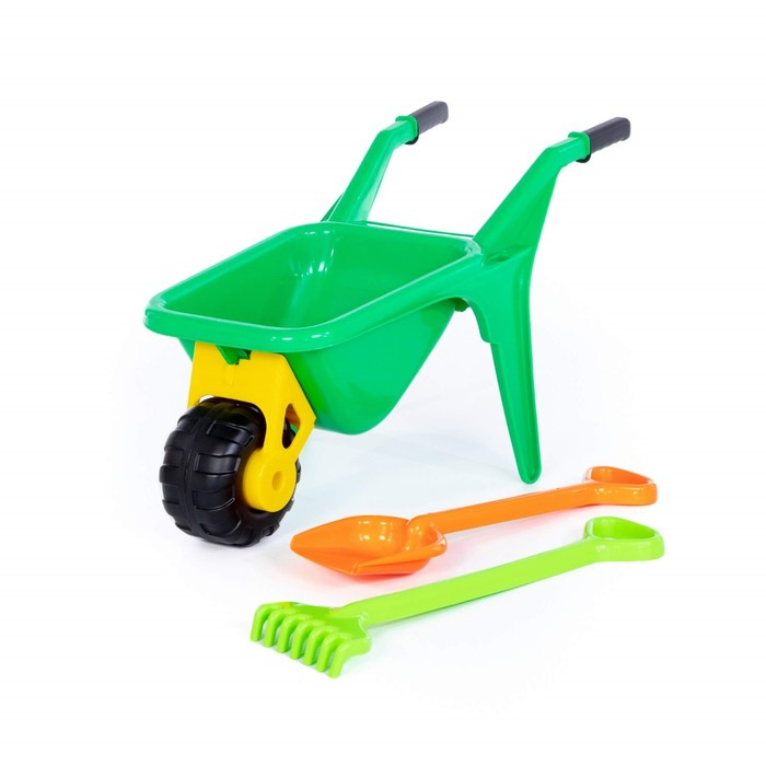 Песочный набор: тачка «Садовод», лопата большая, грабли большие, цвета МИКС Песочный набор: тачка «Садовод», лопата большая, грабли большие, цвета МИКС