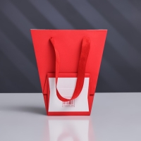 Пакет-переноска для цветов 10 &times; 10 &times; 20 х 18 см, красный