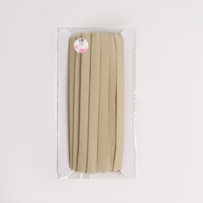 Резинка с силиконом, 10 мм, 10 &plusmn; 1 м, цвет бежевый