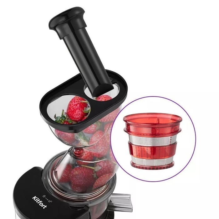 Соковыжималка Kitfort КТ-1162, шнековая, 150 Вт, 1/1 л, 50 об/мин, чёрная Соковыжималка Kitfort КТ-1162, шнековая, 150 Вт, 1/1 л, 50 об/мин, чёрная