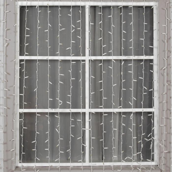 Гирлянда &laquo;Занавес&raquo; 2 х 6 м , IP65, УМС, белая нить, 1440 LED, свечение белое, мерцание белым, 220 В