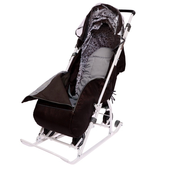 Санки-коляска &laquo;Наши детки 3-1К&raquo;, принт: в горошек шоколадный