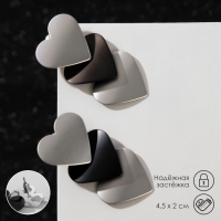 Серьги металл &laquo;Тренд&raquo; сердечки, цвет чёрно-серебряный