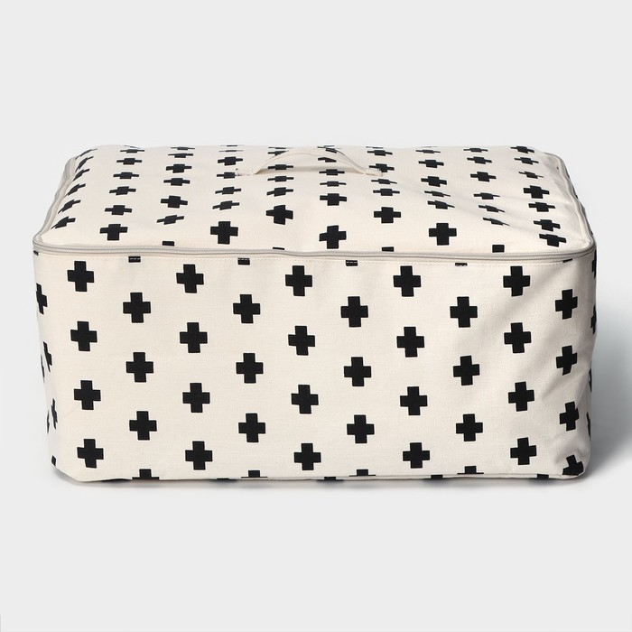 Кофр для хранения вещей &laquo;Ажур&raquo;, 55&times;42&times;25 см, цвет чёрно-молочный